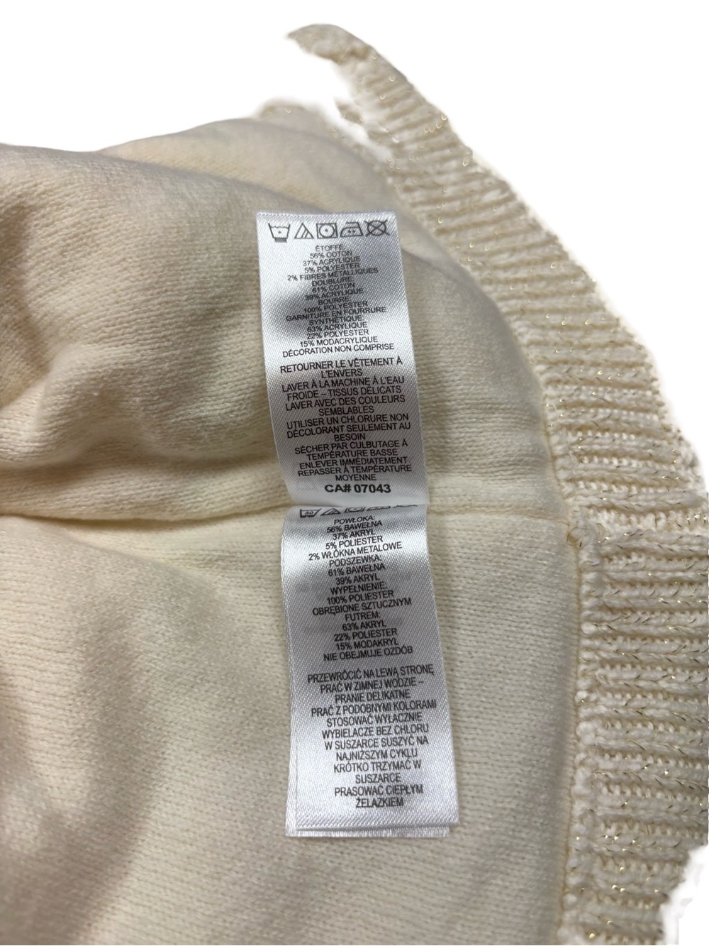 Max Studio Baby Ivory Faux Fur Hooded Sweater Coat 3-6M - Picture 7 of 9